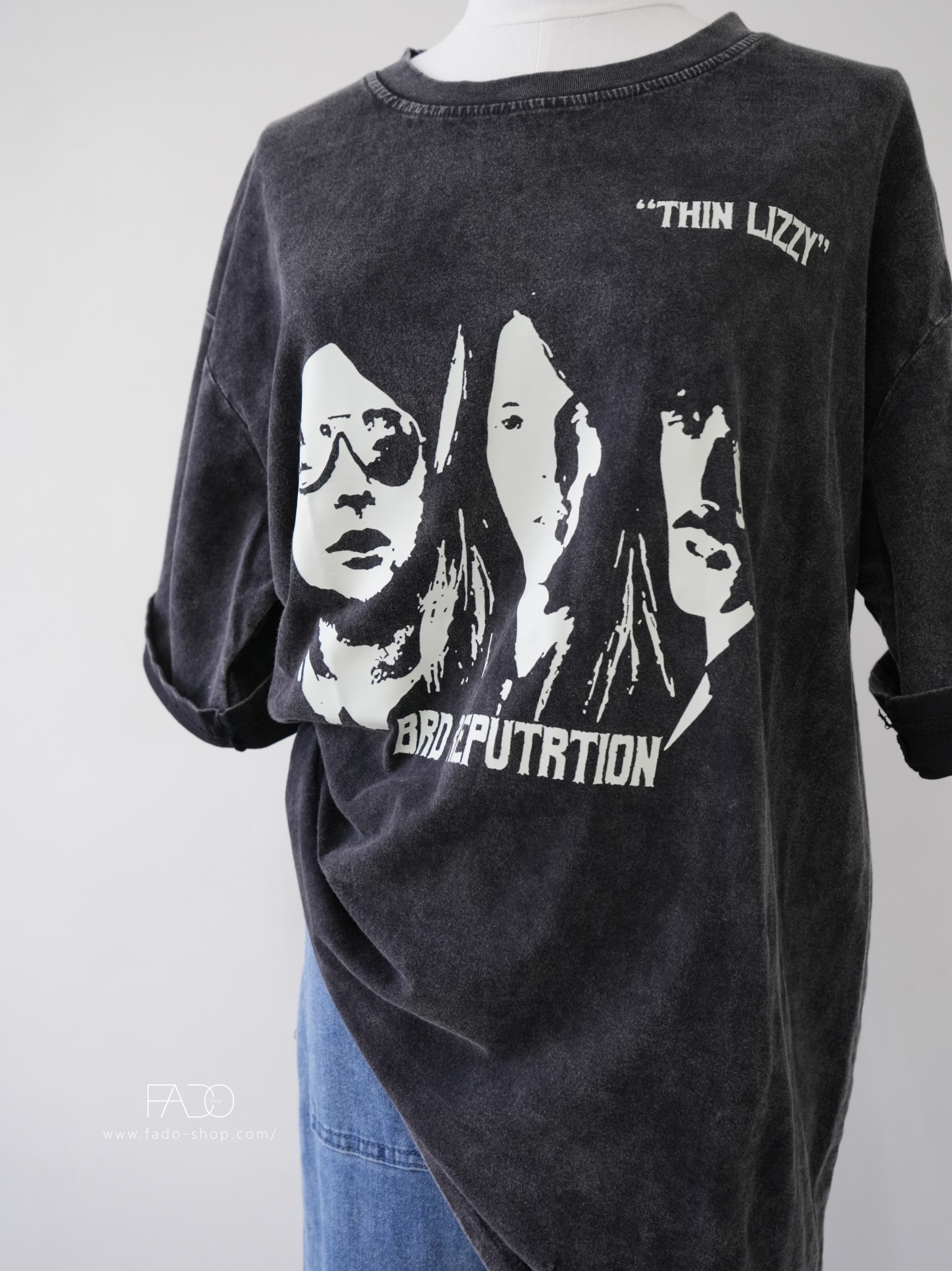 法朵Fado shop｜人物圖像水洗長版棉T 0213063