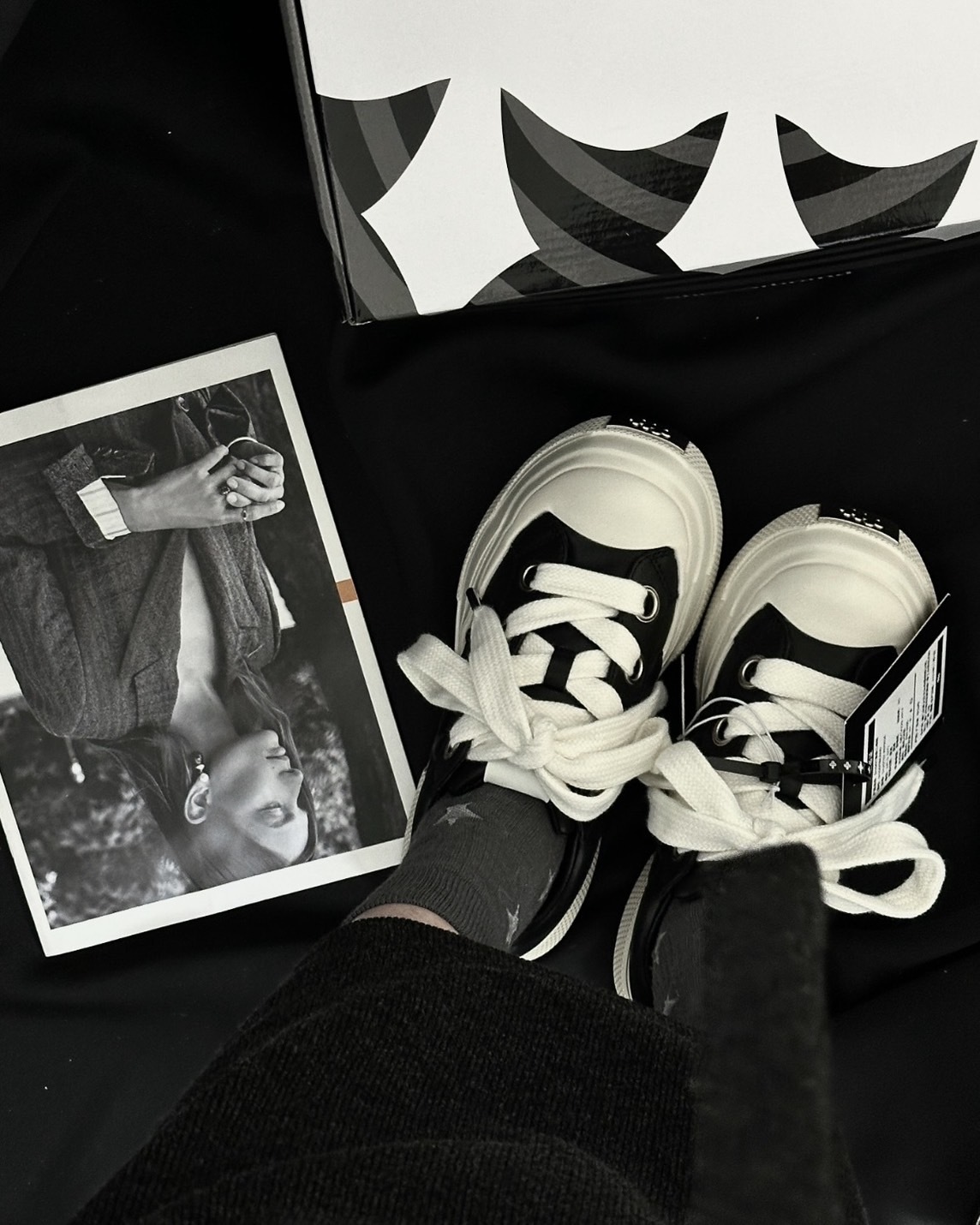 <有夠帥>Shoot Brand 復古 解構 皮革 梅花 厚底 增高 板鞋 皮革黑