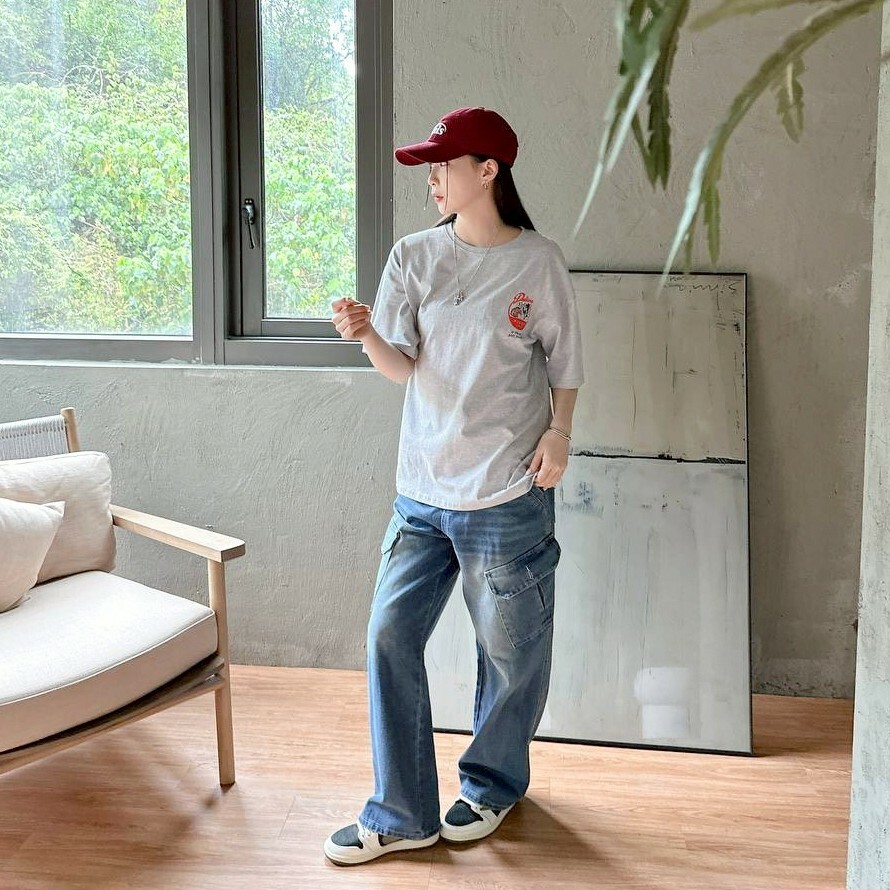 自訂款 刷白貓抓口袋牛仔長褲 IM80867