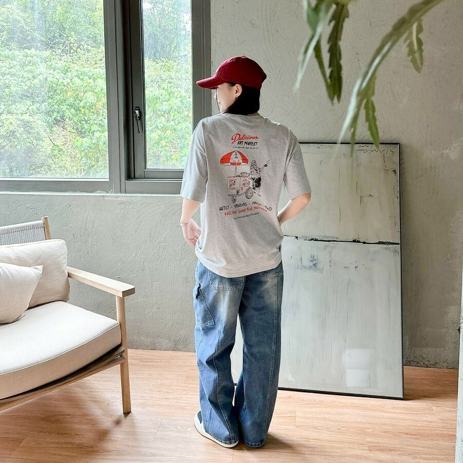 自訂款 刷白貓抓口袋牛仔長褲 IM80867