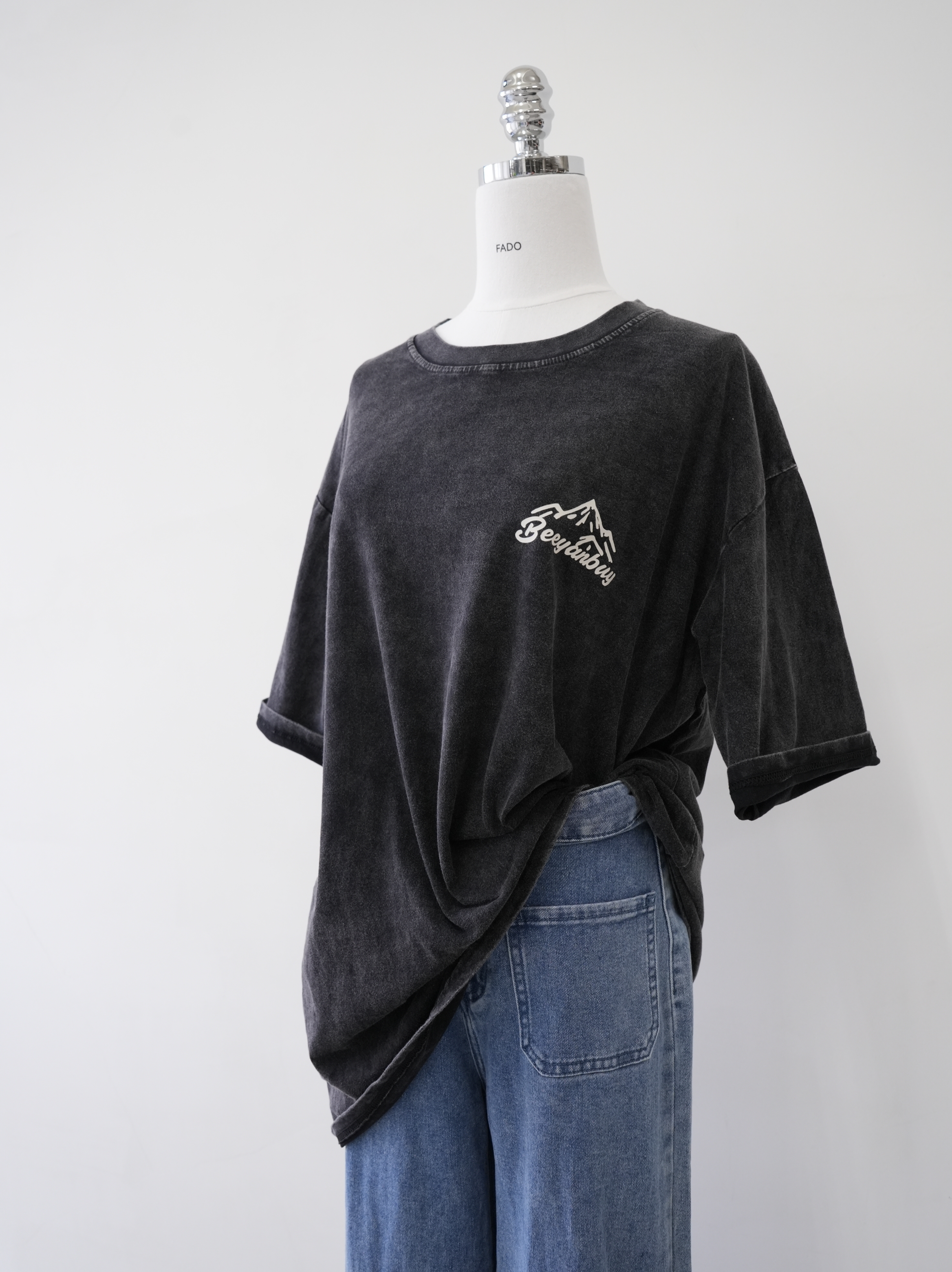 法朵Fado shop｜山脈前後印刷水洗長版棉T 0213064