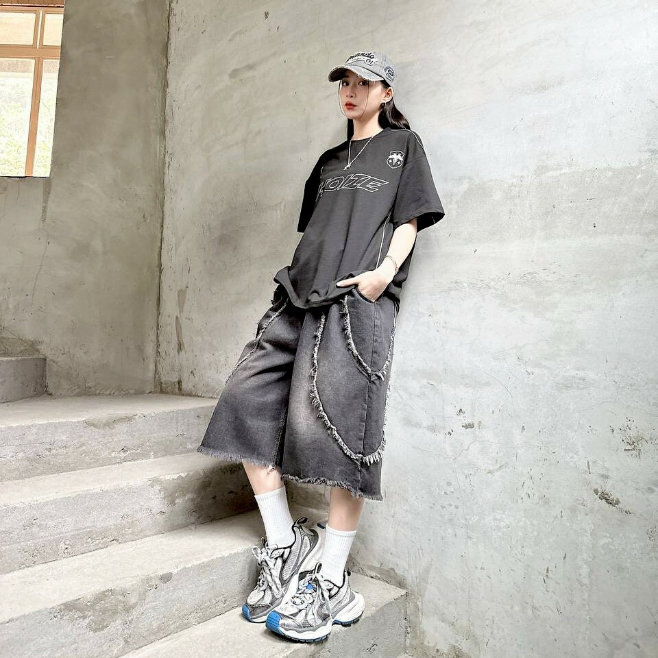 自訂款 抽鬚造型牛仔七分褲 IM80864