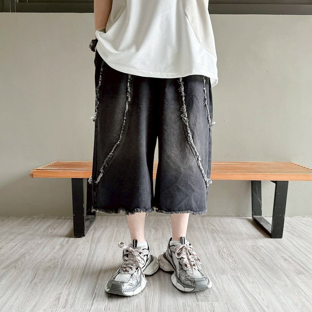 自訂款 抽鬚造型牛仔七分褲 IM80864