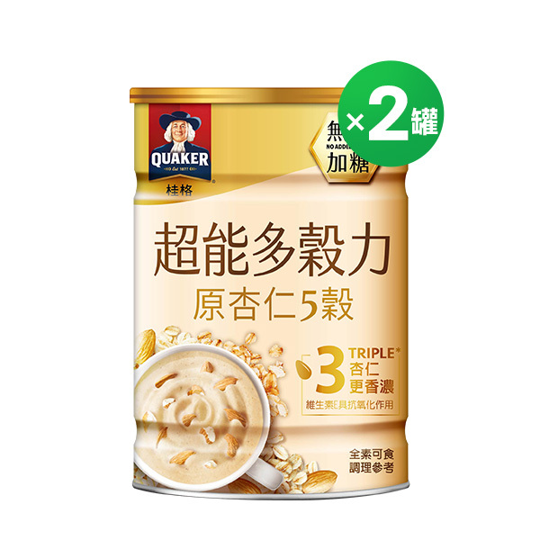 桂格 超能多穀力-原杏仁5穀(無添加糖)390gX2罐