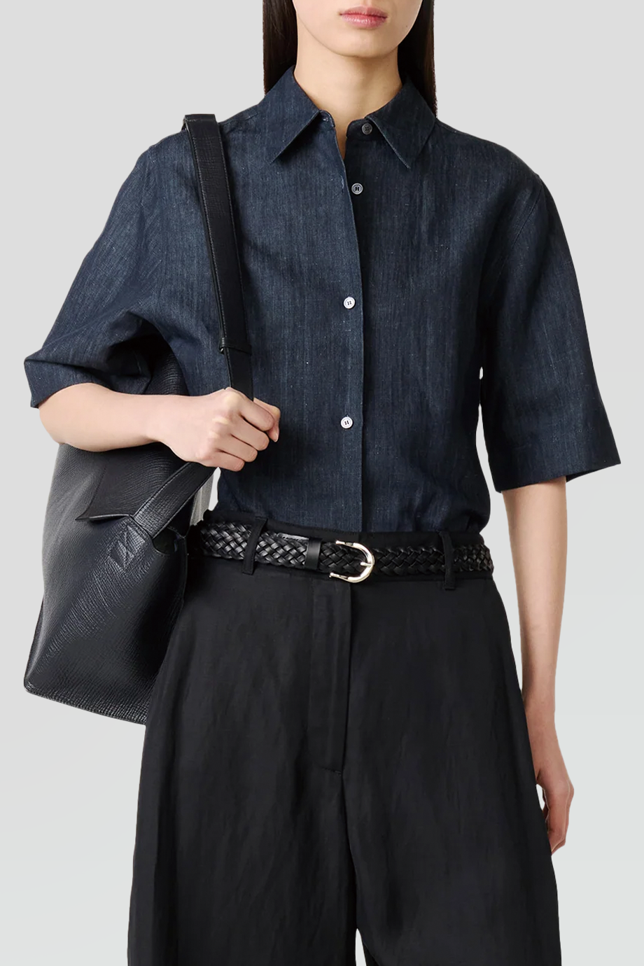 Studio Nicholson｜LUIS 翻領收腰短袖襯衫