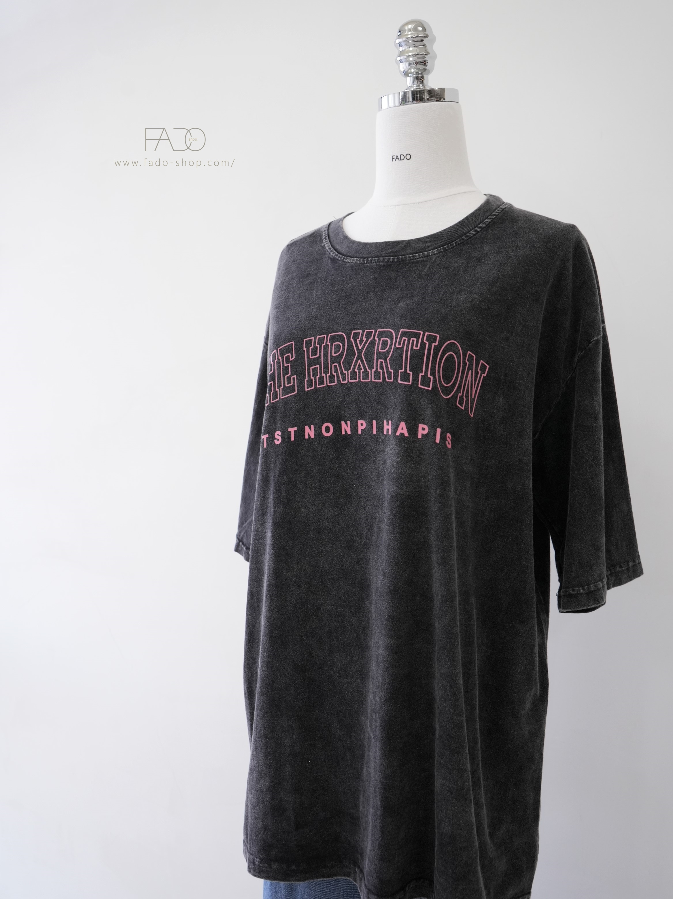 法朵Fado shop｜ 字母印刷水洗長版棉T 0213065