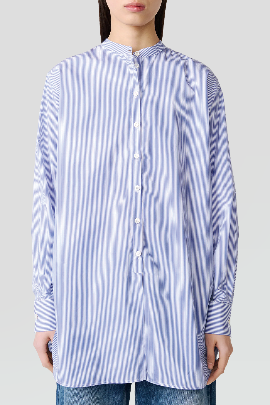 Studio Nicholson｜CICI 立領細條紋寬鬆襯衫