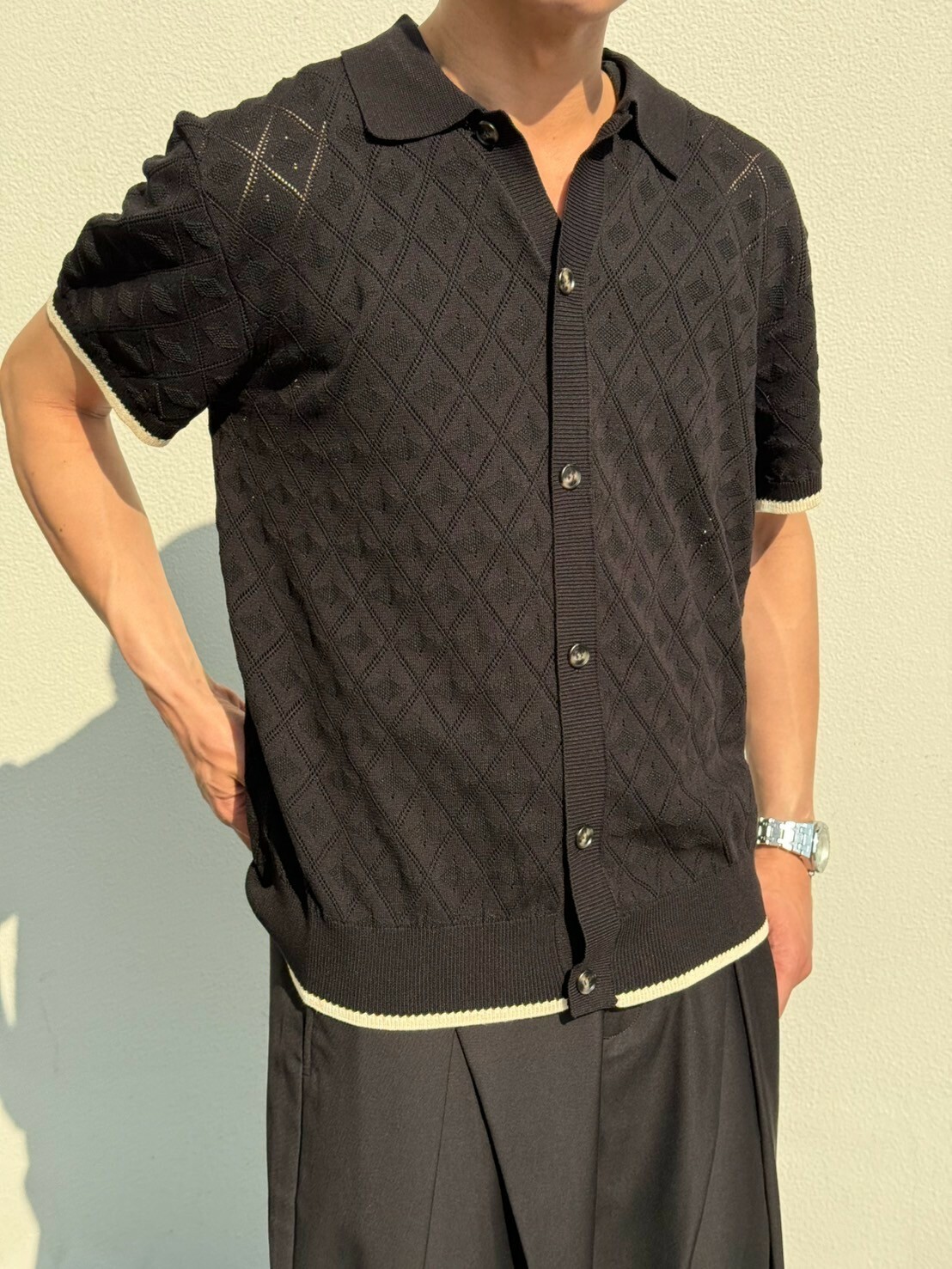 幾何肌理針織襯衫