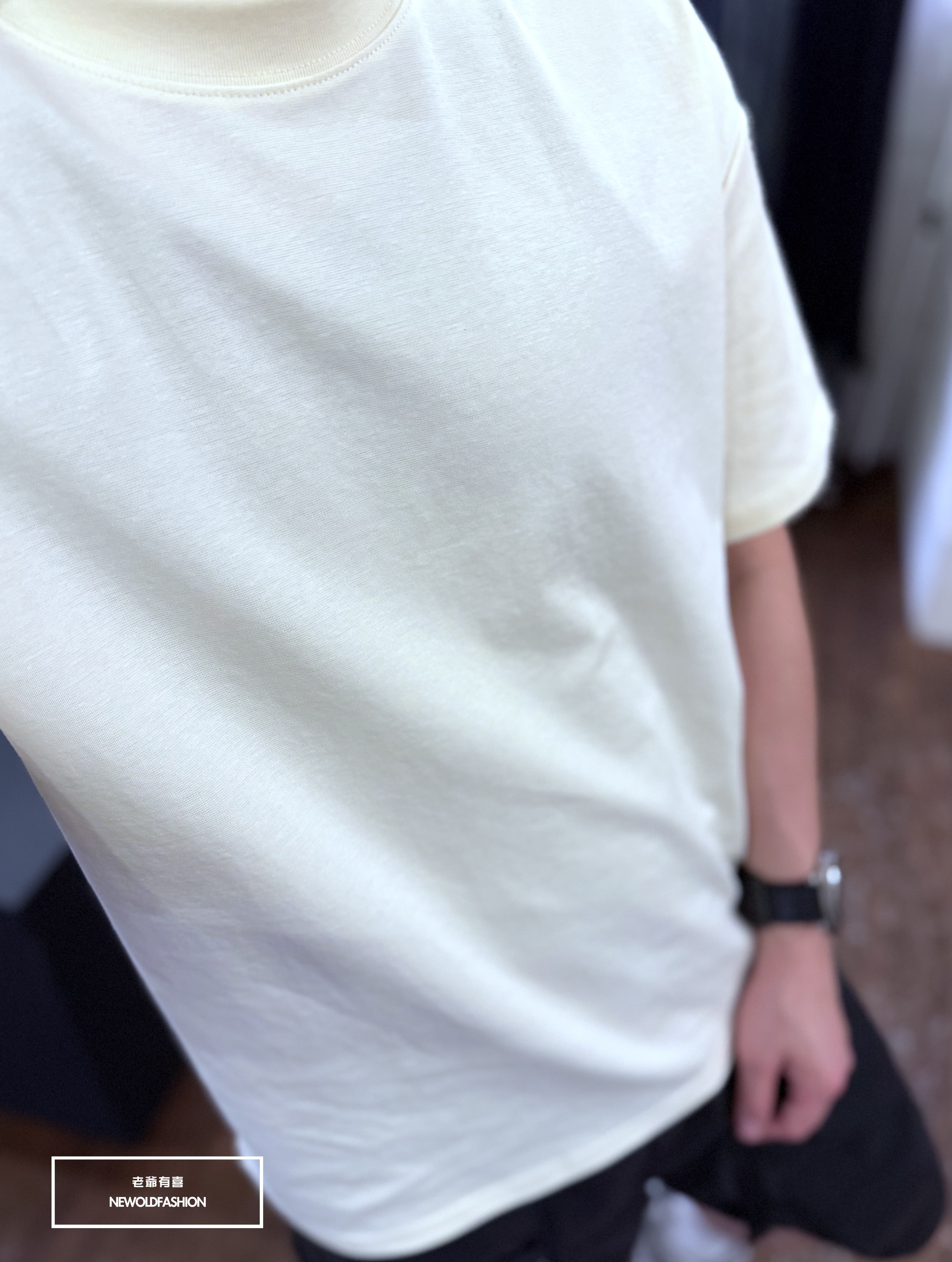 『新品上市』重磅簡約純色素面短T(NOF2503N5037)-米