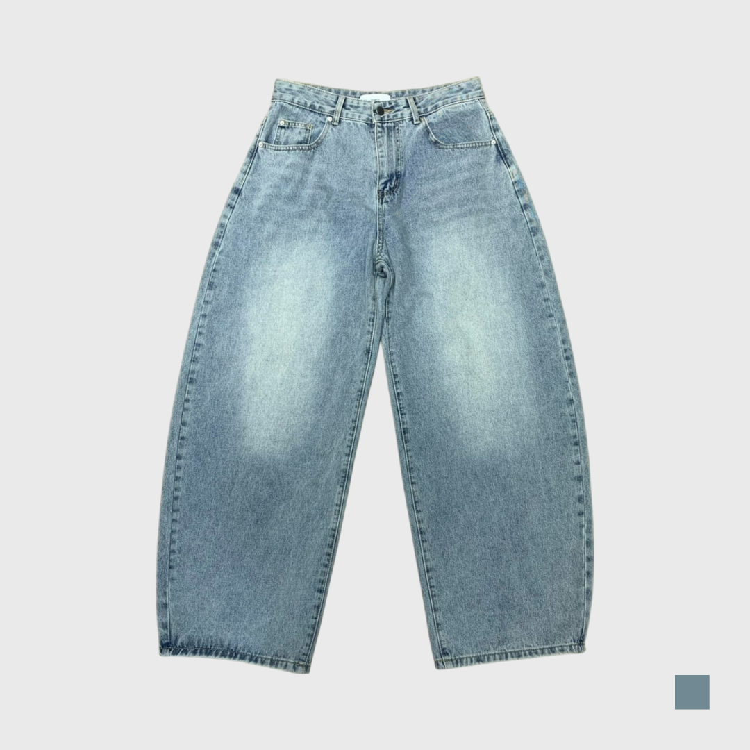淺藍彎刀牛仔褲