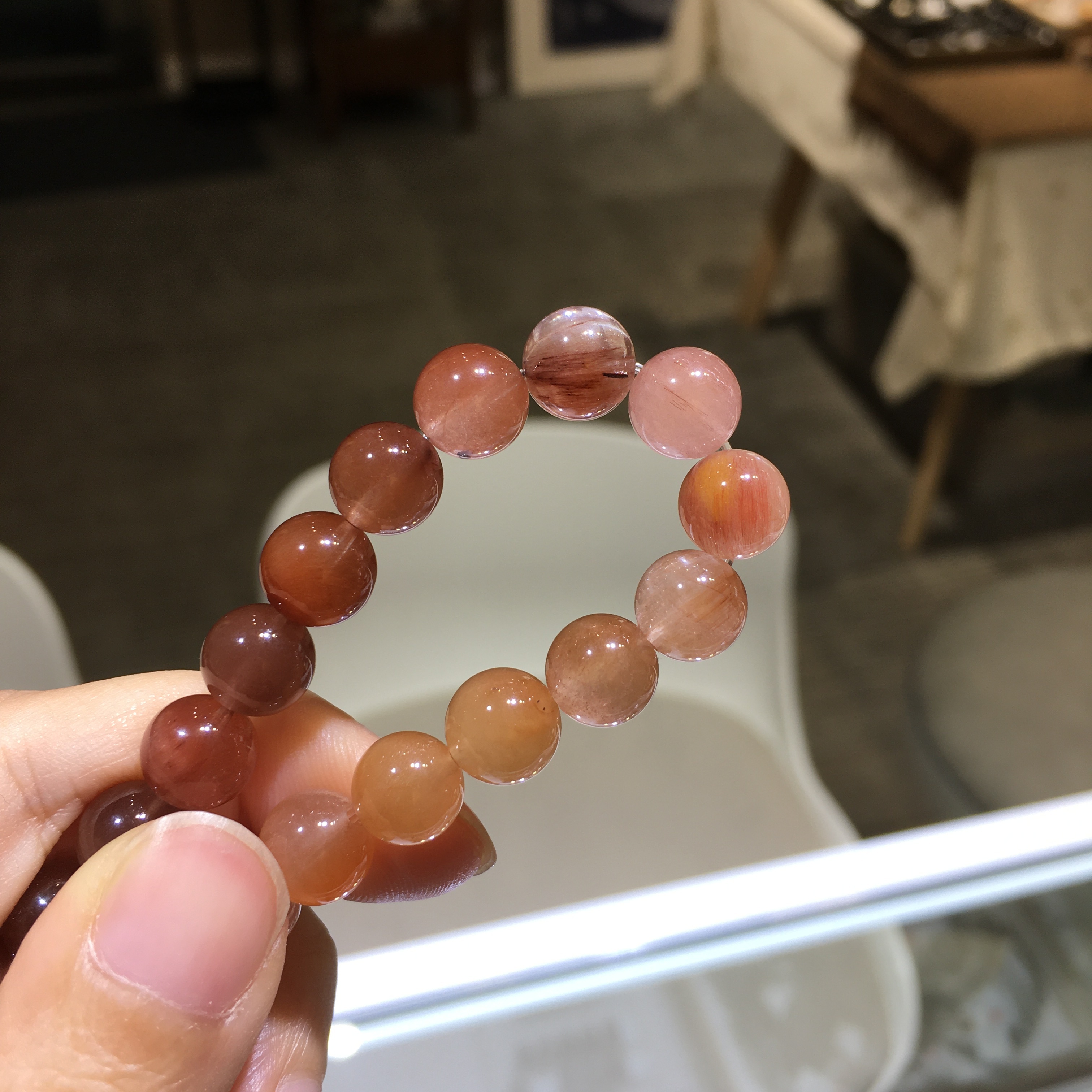 紅兔毛水晶手串 79456 9mm