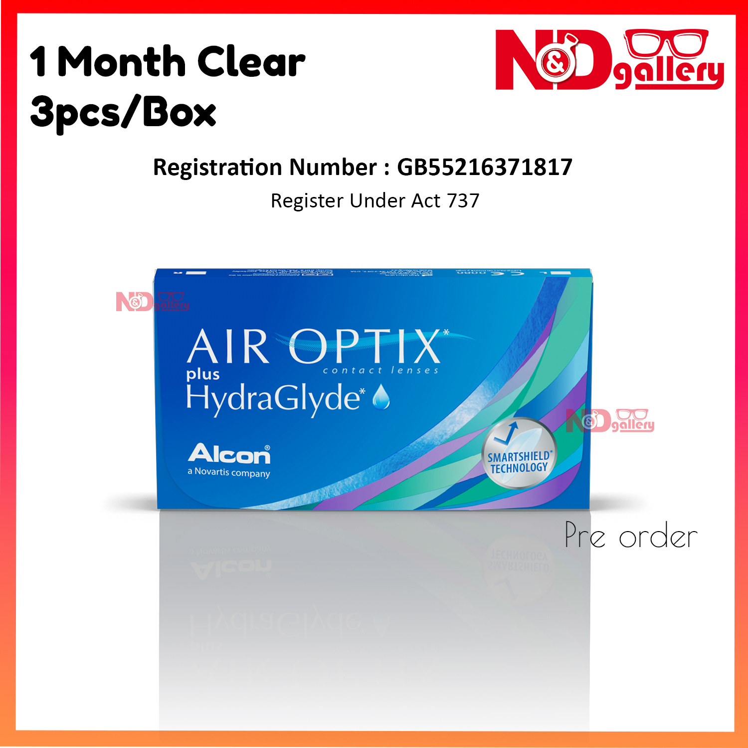 AIR OPTIX® plus HydraGlyde® 3pcs/Box Monthly Disposable (-0.50 to -12.00 )