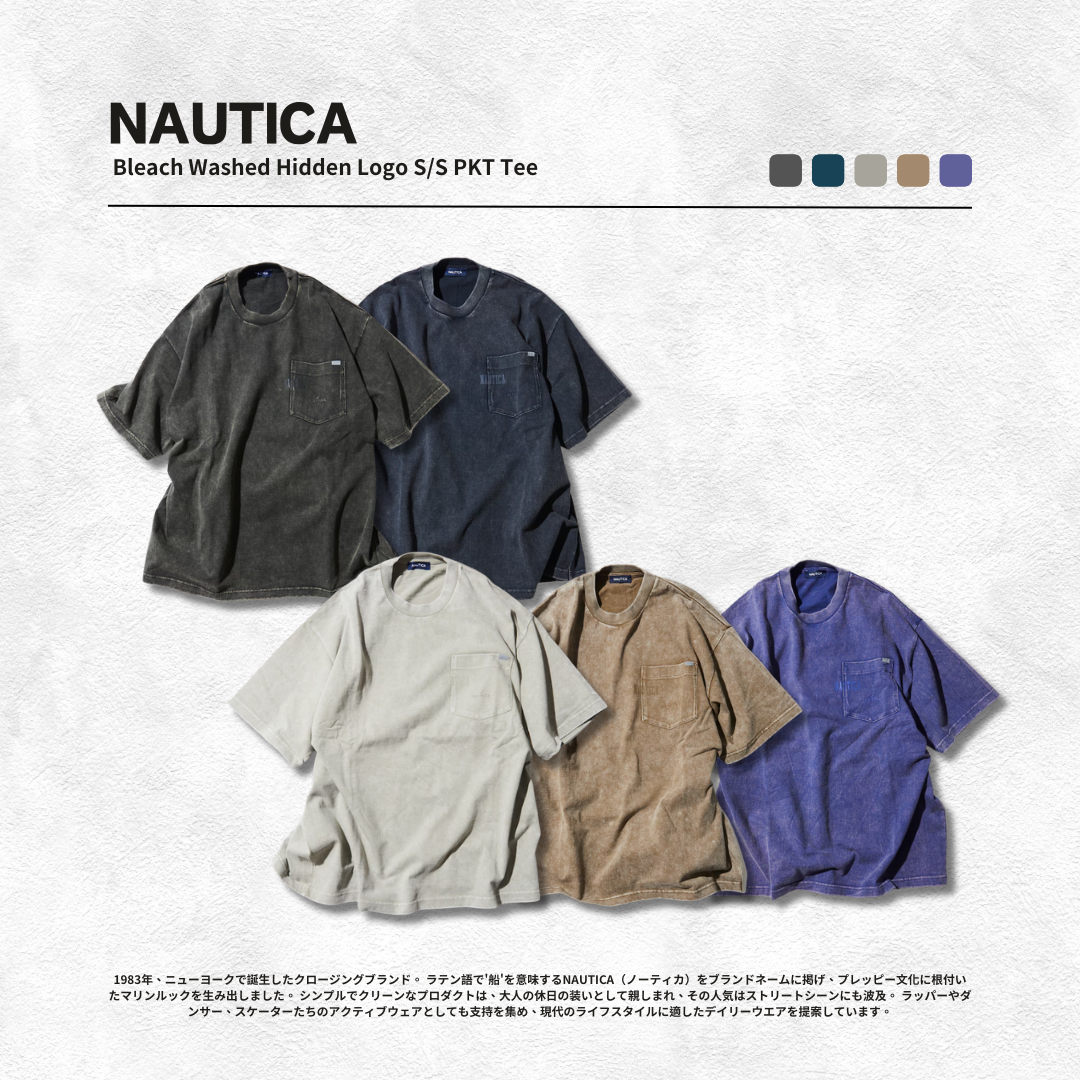 "代購" NAUTICA Bleach Washed Hidden Logo S/S PKT Tee 水洗口袋短踢