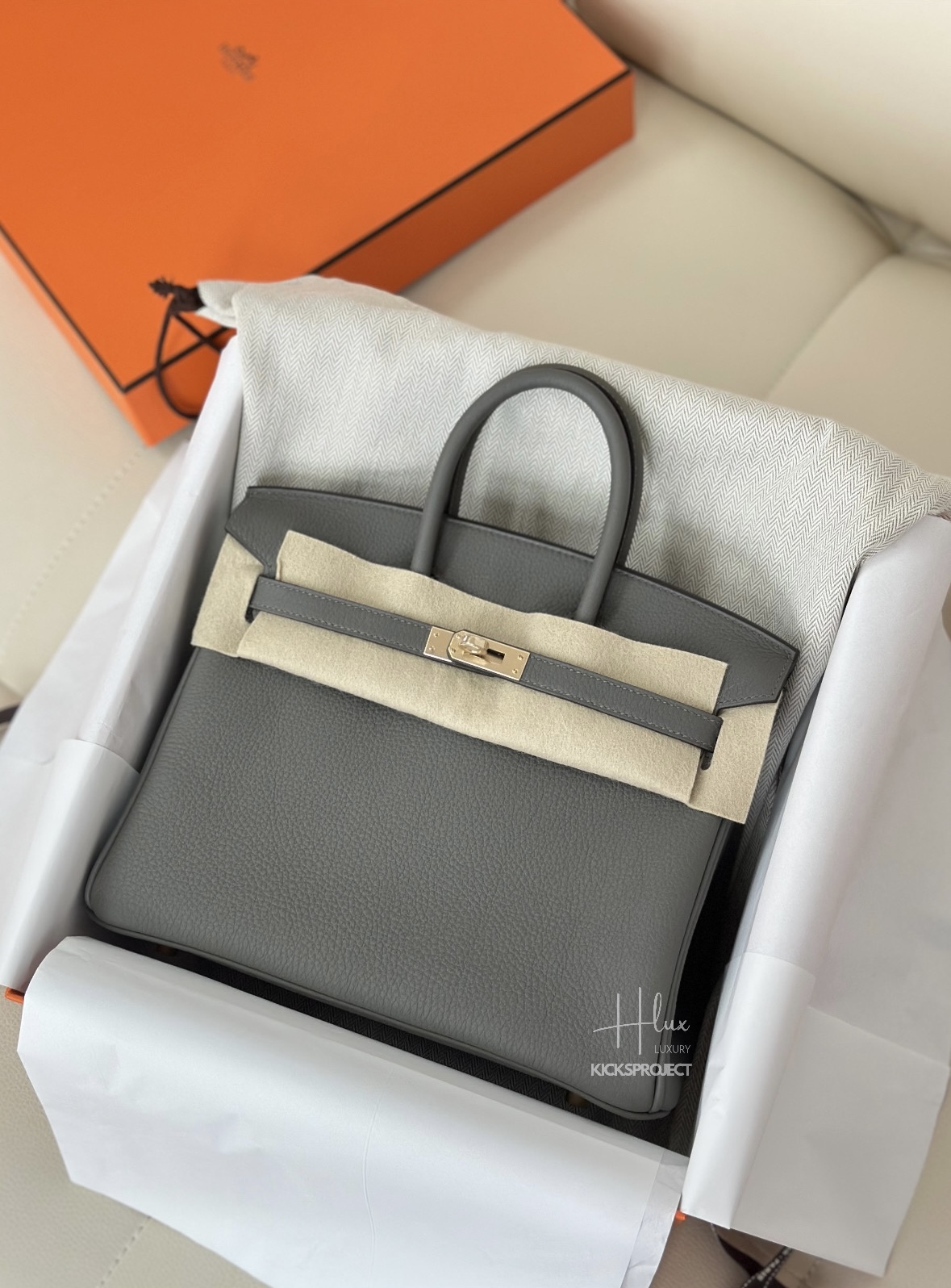 Hermes Birkin 25 0L 積雨雲灰 淡金扣