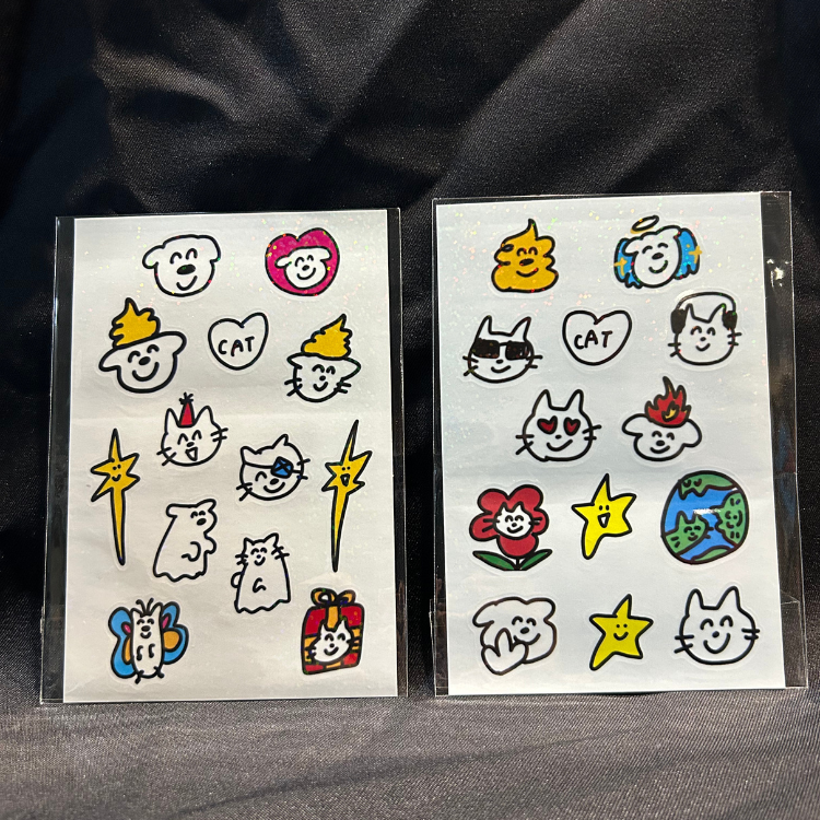 【咪室 MEOWMI TATTOO】小貓小狗一家人 雷射貼紙