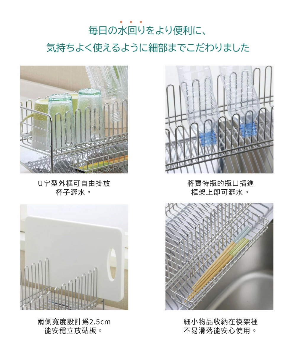 《下村企販》TSUBAME系列 日本製全不鏽鋼碗盤收納瀝水架