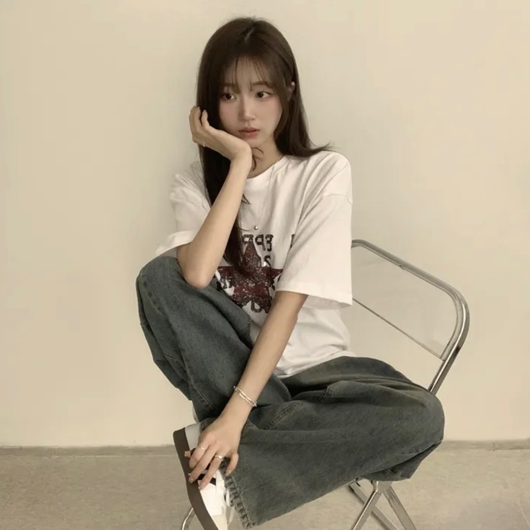 【優惠價預訂】男女可穿！韓國復古星星鬆身TEE（4色）