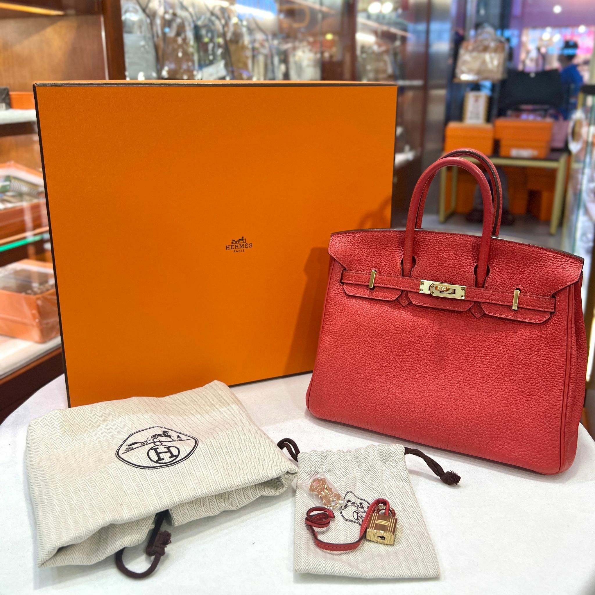 98%NEW二手HERMES BIRKIN 25 T刻 2R/牡丹紅TOGO皮/金扣 #B25 #香榭站正品