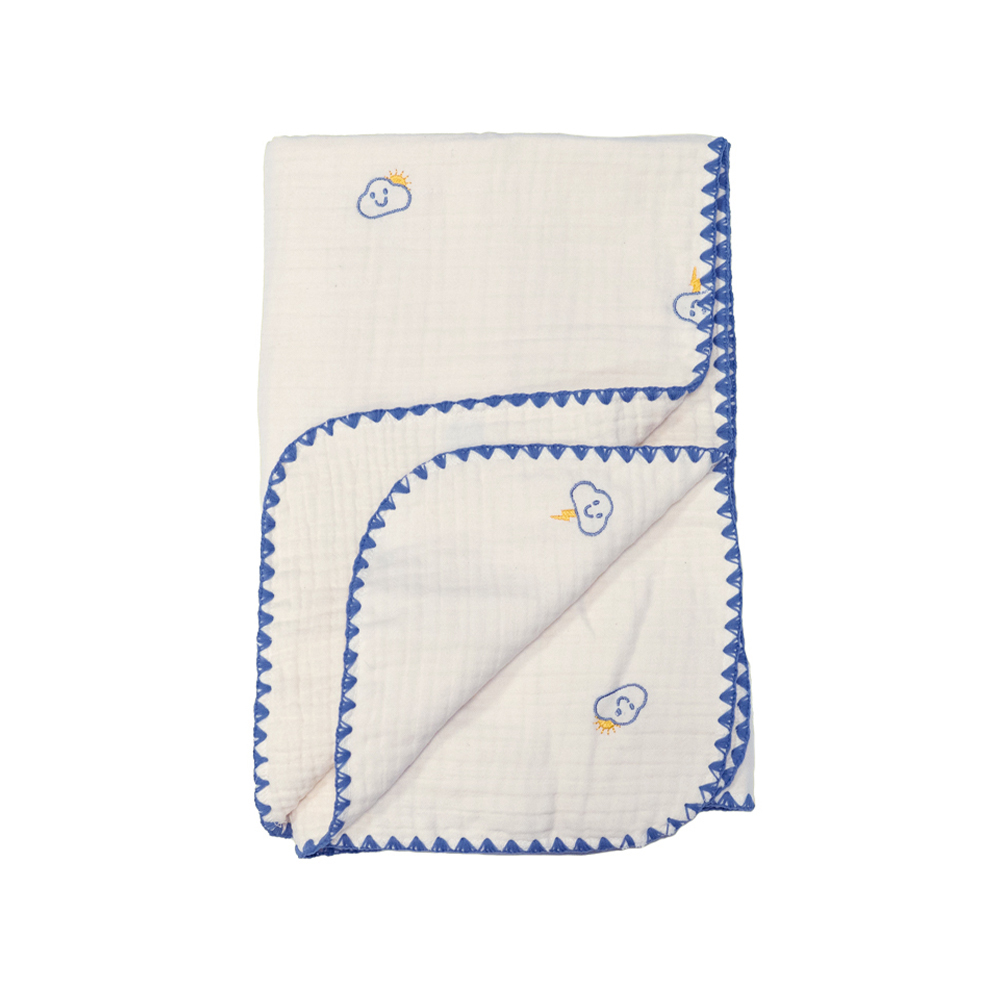 lolbaby韓國 100%天然植物棉六層紗蓋毯M｜雲朵白