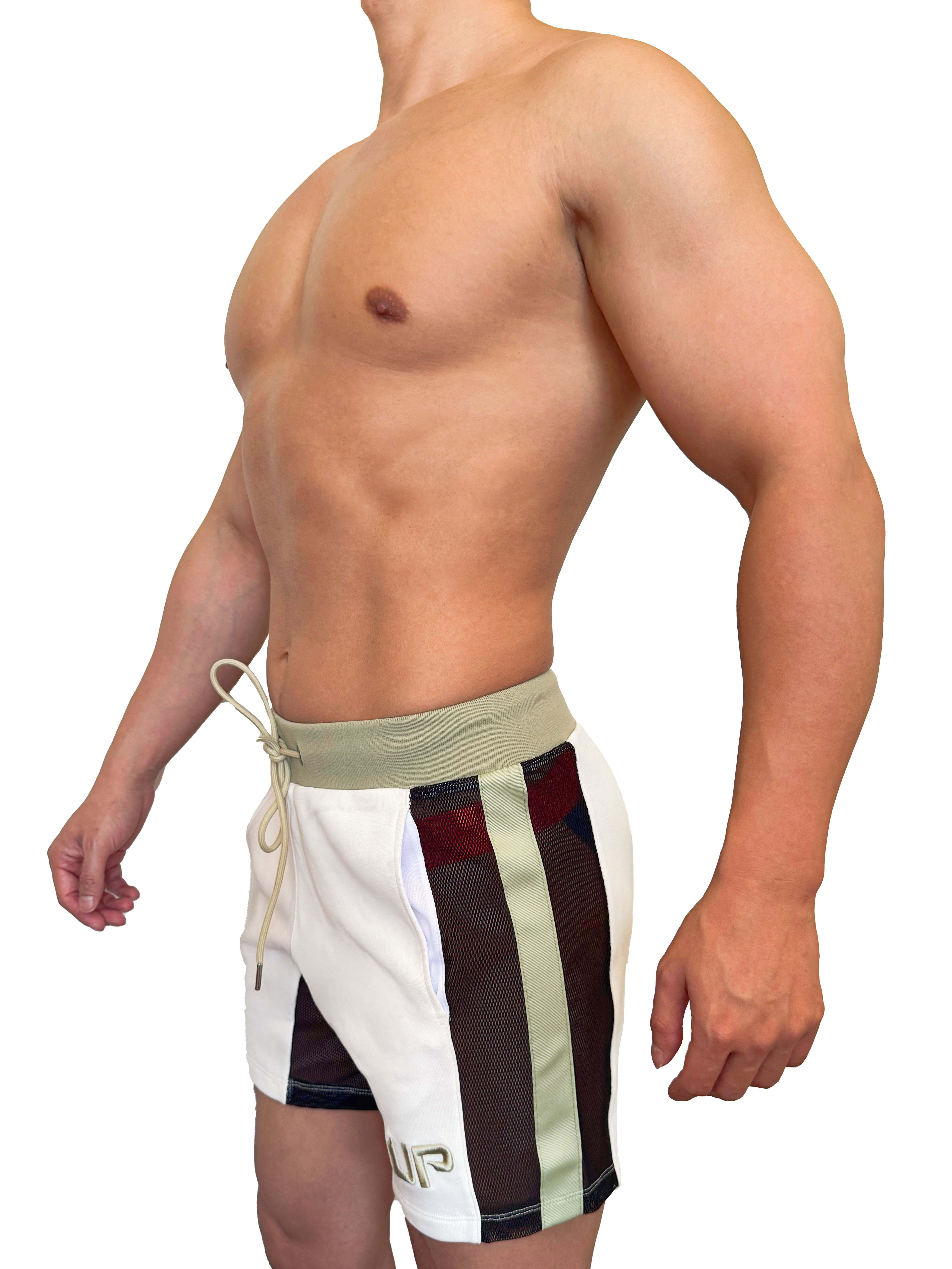 2025 全新系列 - UP For Fun Cross 透視棉短褲 米白/淺綠