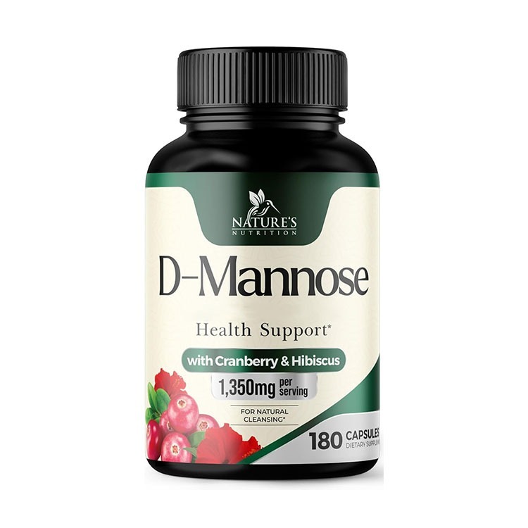 Nature's Nutrition D Mannose with Cranberry and Dandelion 1350mg ,180 Capsules