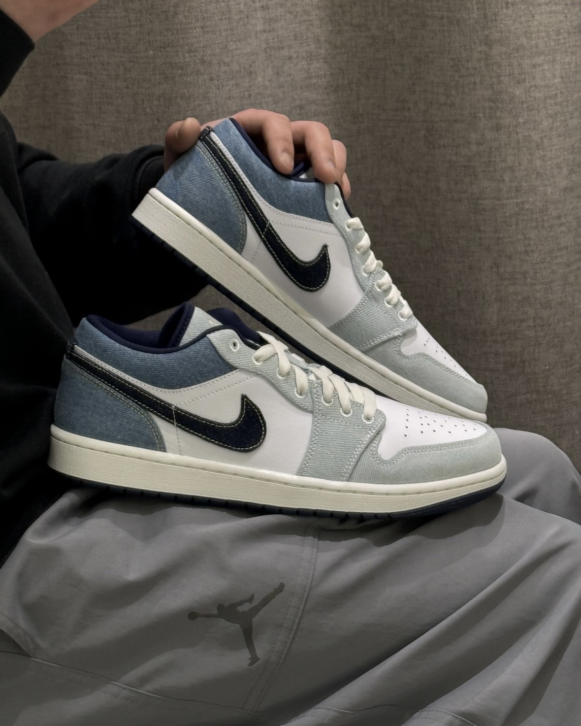 Nike Air Jordan 1 Low SE 牛仔布 丹寧 拼接 撞色 AJ1 男生復古休閒鞋
