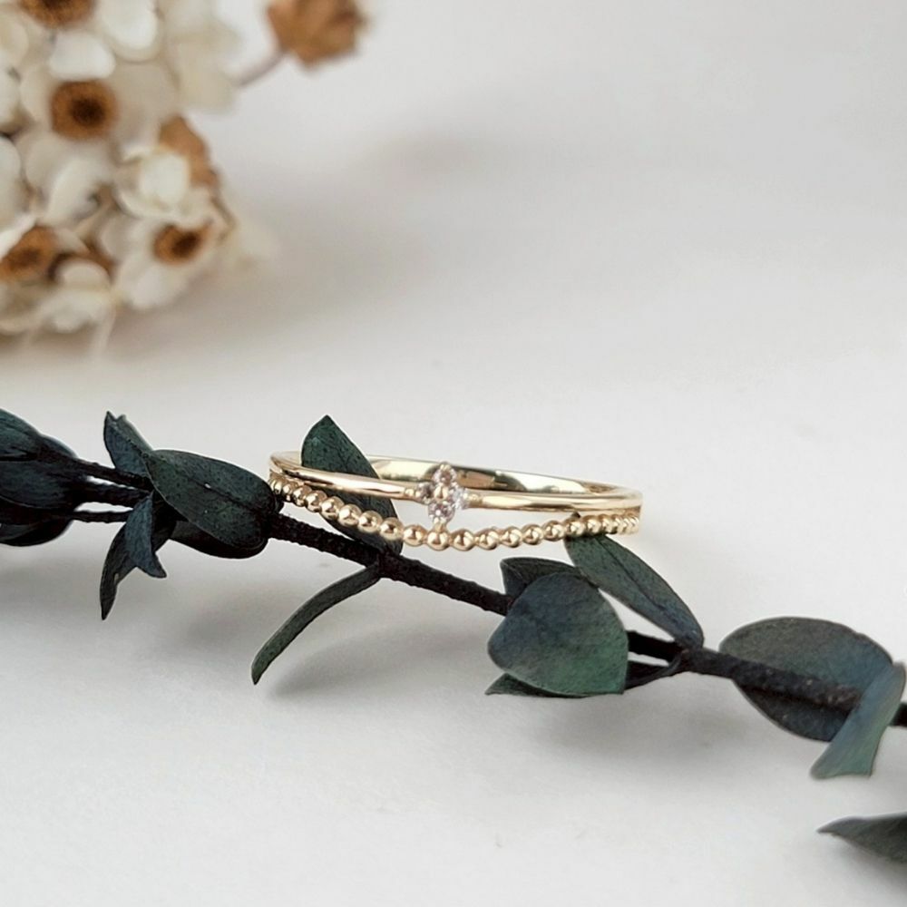 【me.luxe】K10雙層幸運草鑽石戒