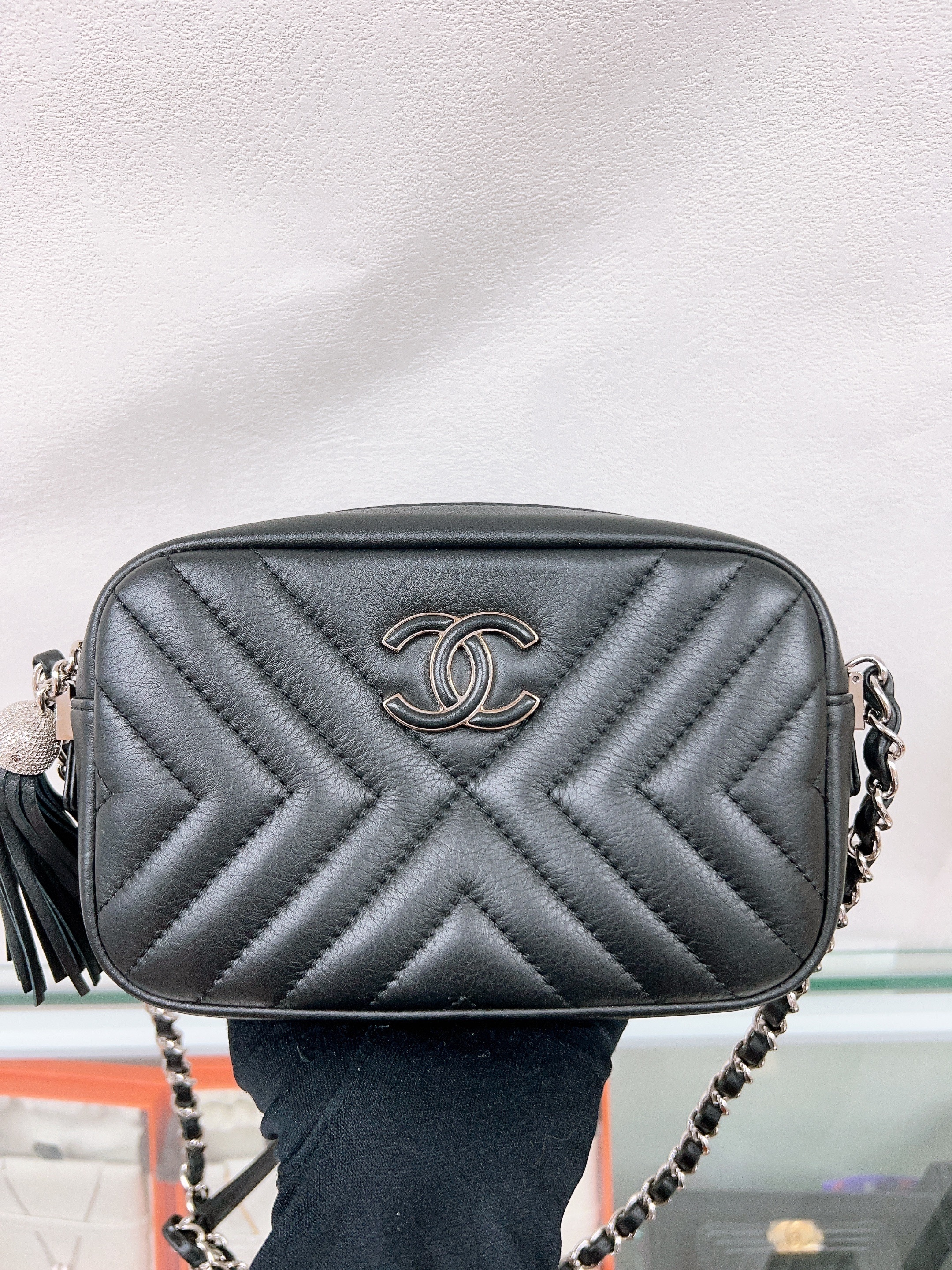 Chanel camera bag tessel (black silver)