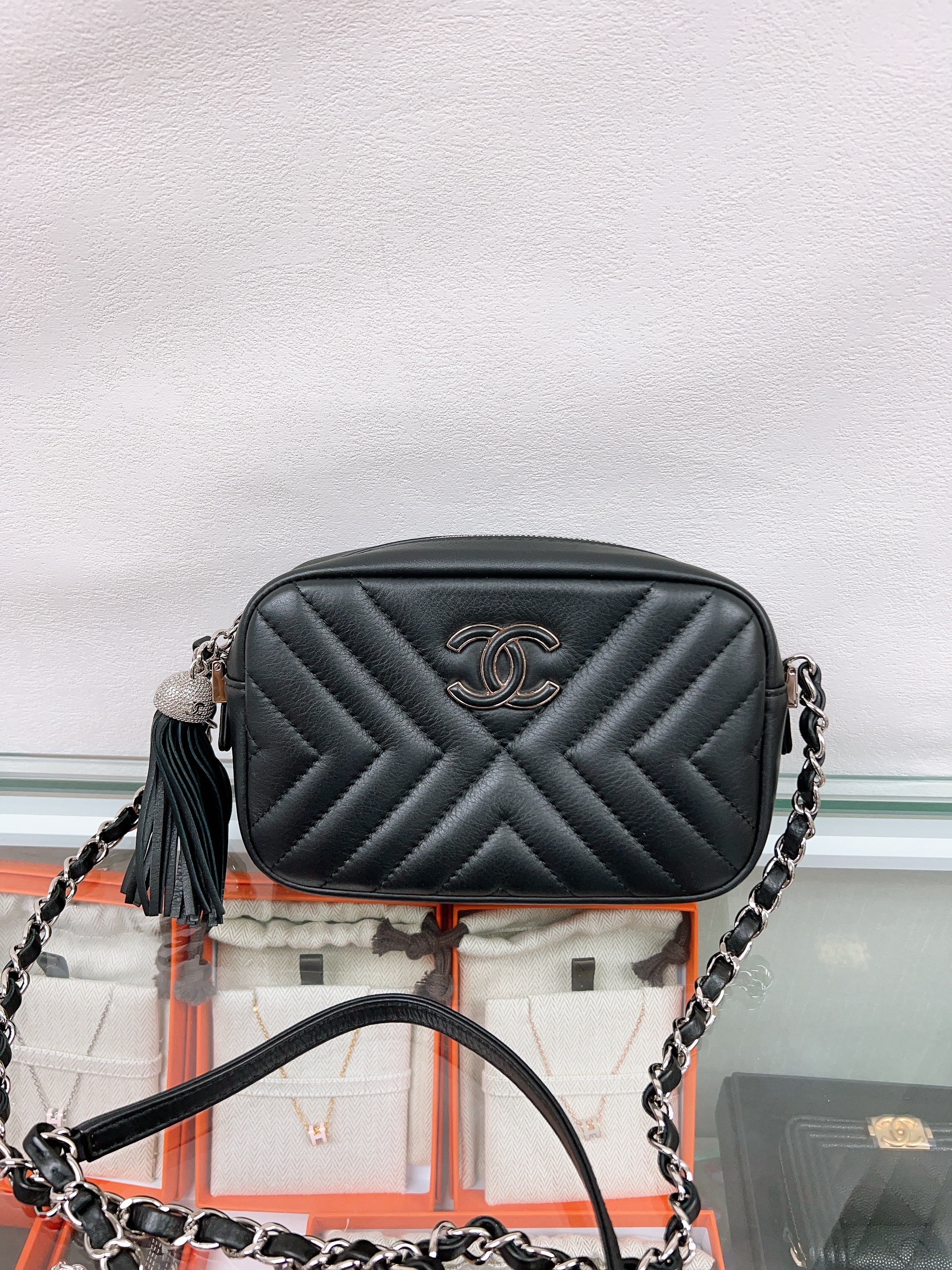 Chanel camera bag tessel (black silver)
