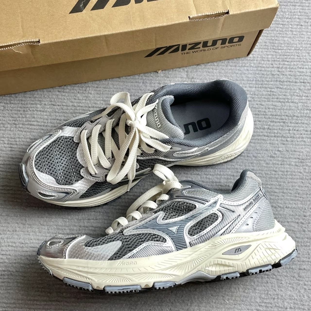 MIZUNO RACER S 美津濃 仿舊 銀灰藍 帆布 休閒鞋 D1GH223519