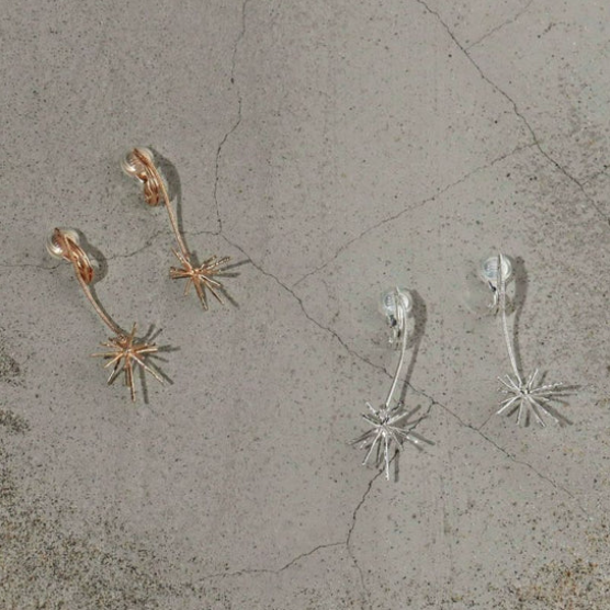 霧面金屬流星耳夾耳環