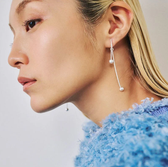 霧面金屬球鏈鞦韆耳夾耳環