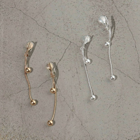 霧面金屬球鏈鞦韆耳夾耳環