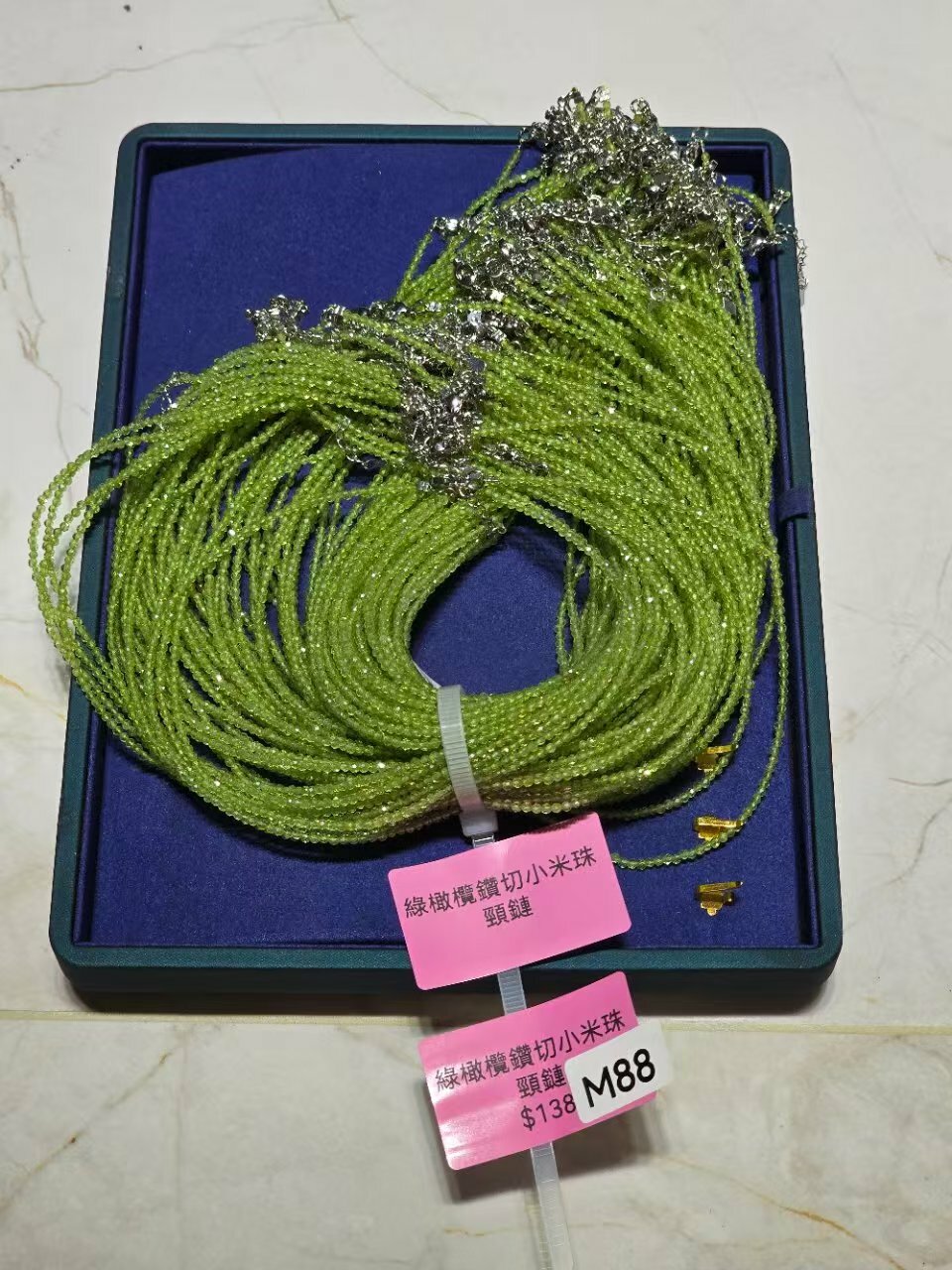 260417 - A12 綠橄欖鑽切小米珠頸鏈