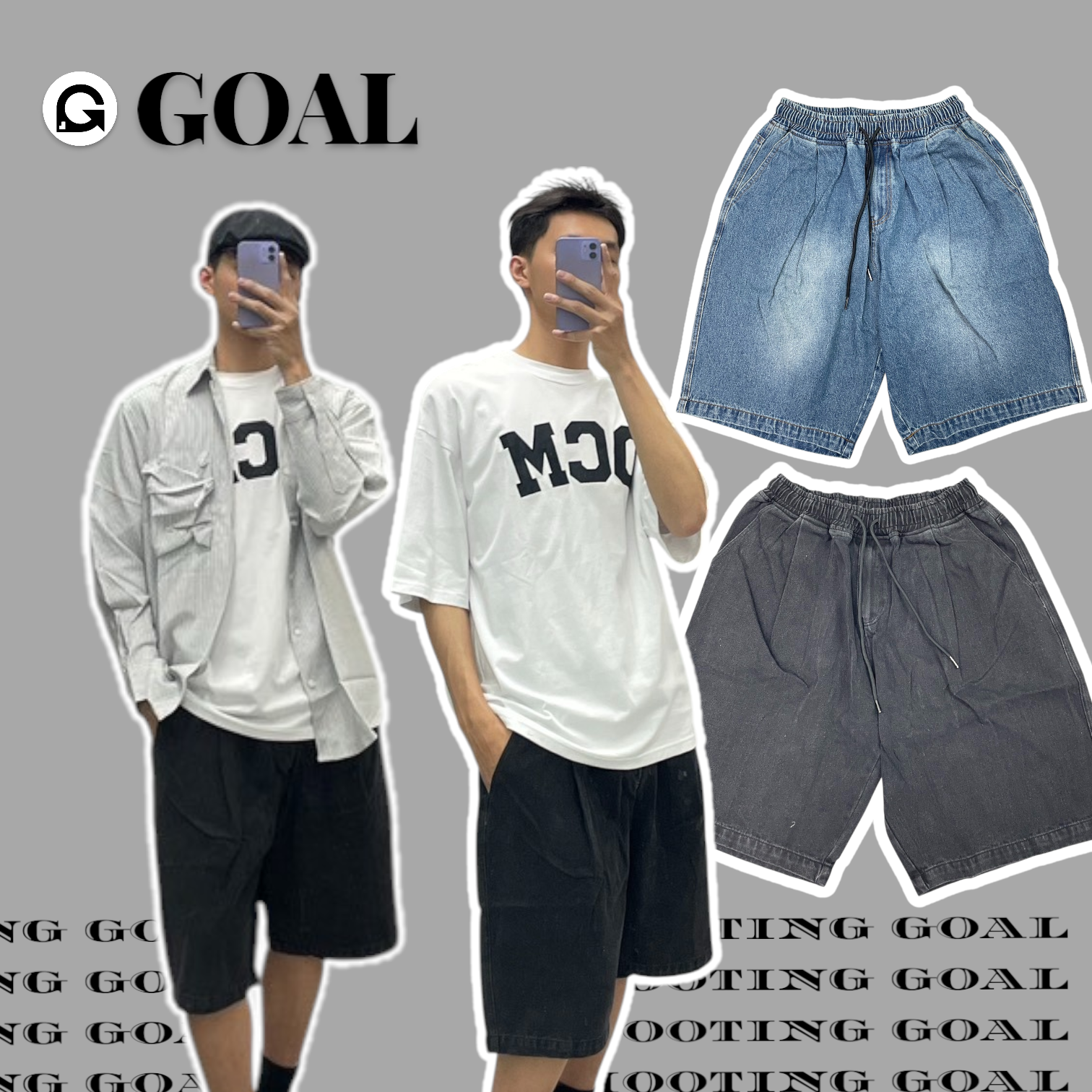 (GOAL) AWRA 95837 抽繩 擴腿 寬鬆 膝下短褲