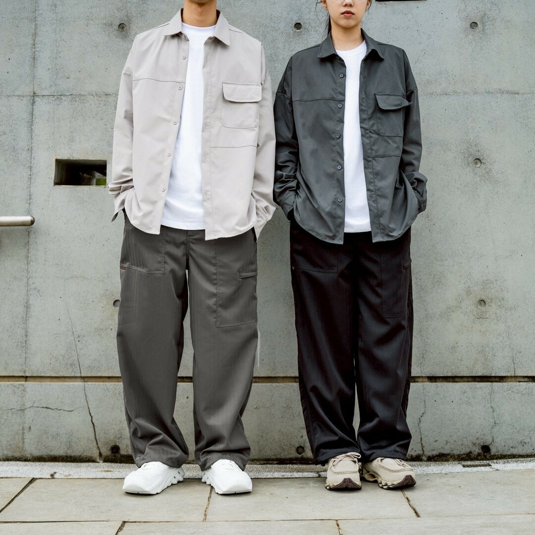 SB2502 虛線不規則口袋寬鬆長褲