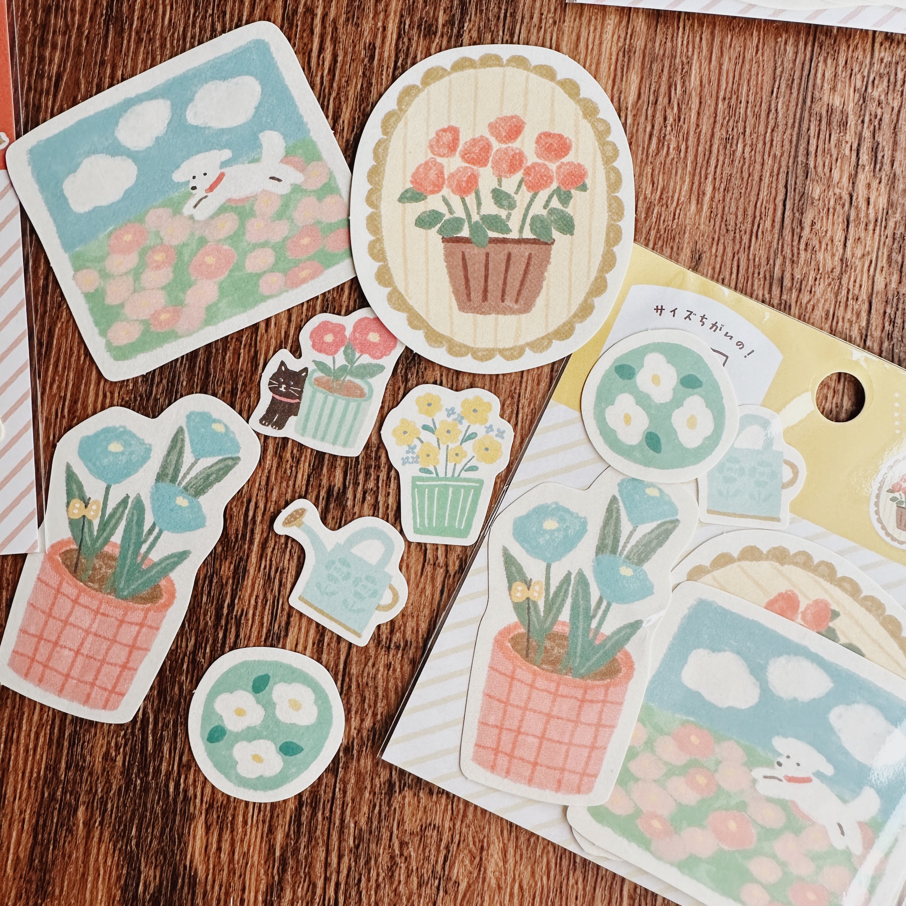 園藝 大大小小 和紙貼紙包(14 枚)｜日本古川紙工