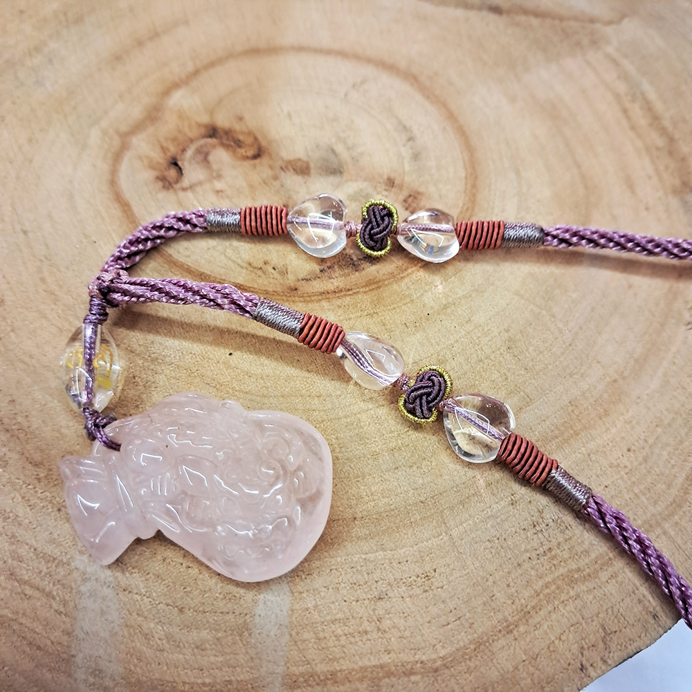 貔貅錢袋{粉晶}中國結項鍊【十方】137773