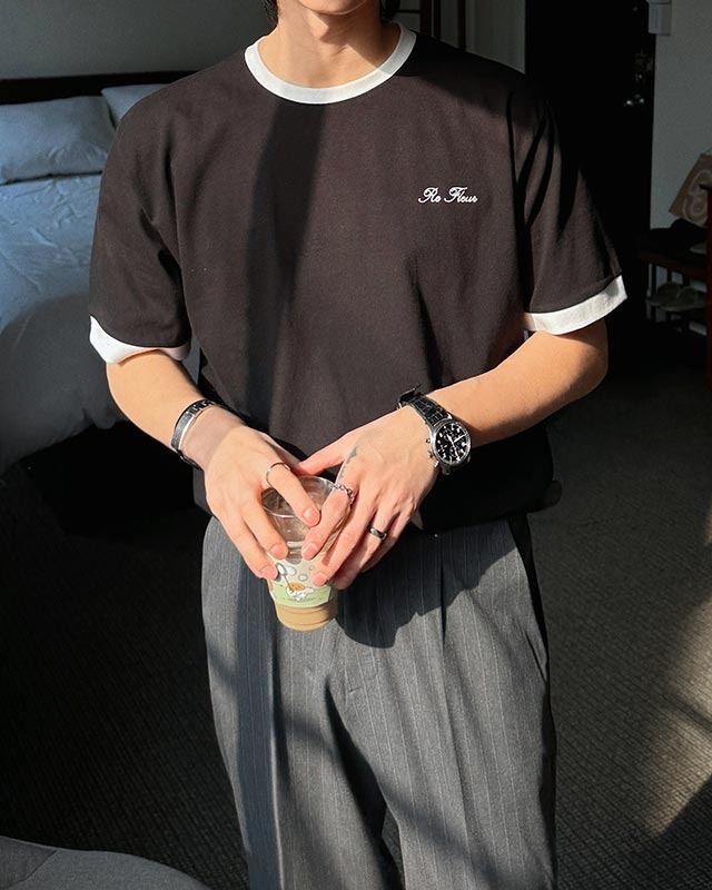 花卉拼色刺繡短袖T卹