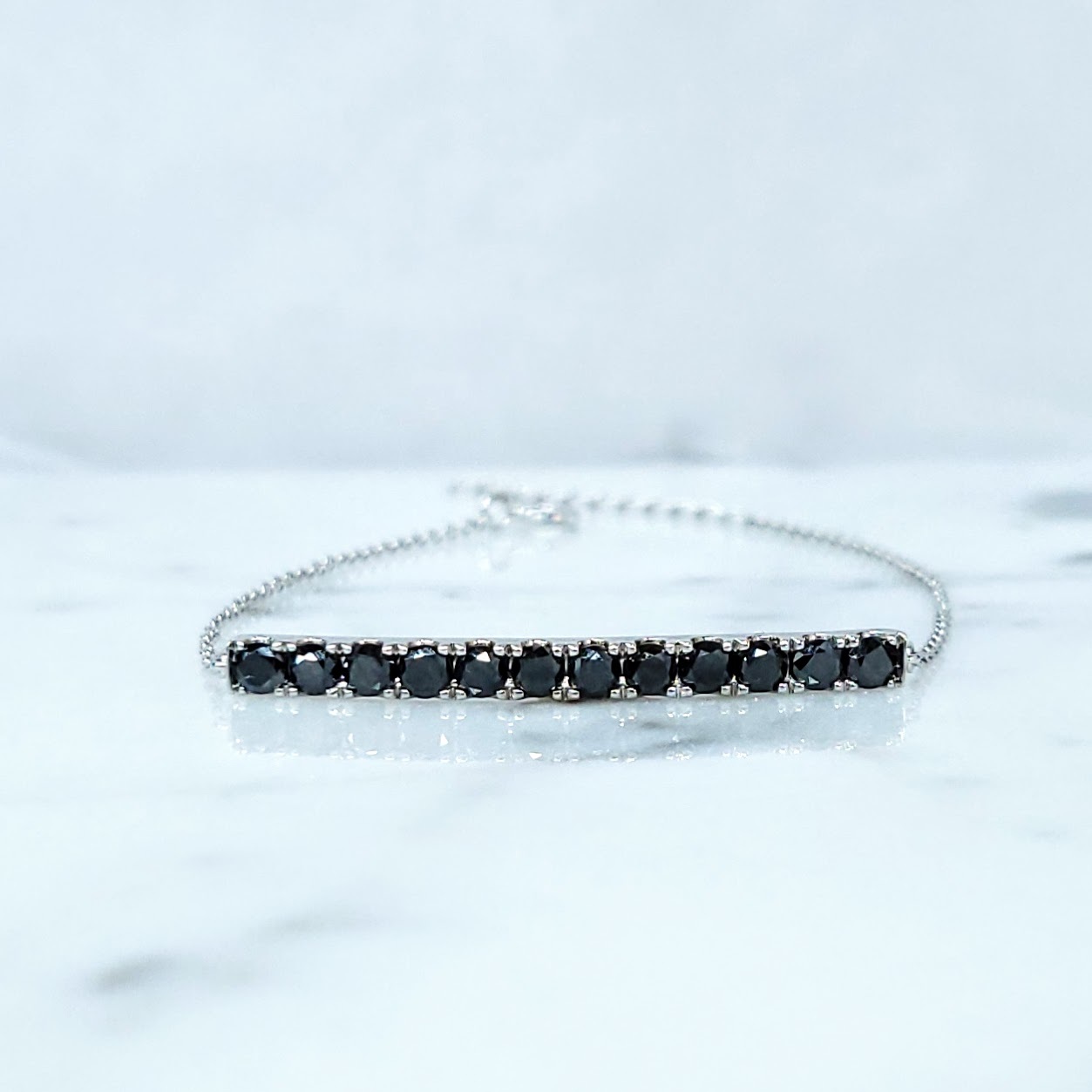 全新18K白金95份黑鑽石軟鍊