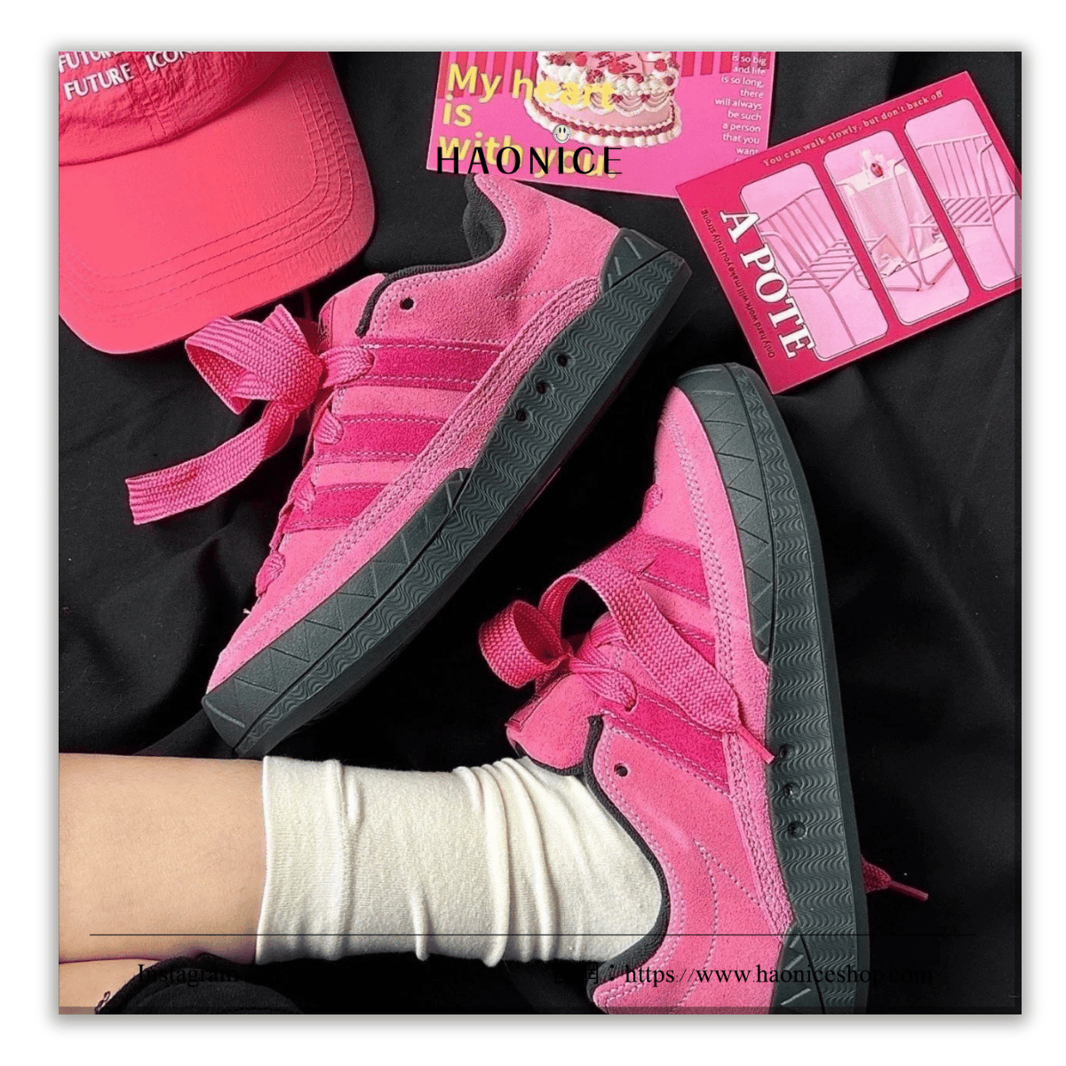 【HAO NICE】Adidas Originals 系列🤩 經典logo粉紅少女 女版餅乾鞋 運動鞋 休閒鞋IE7364