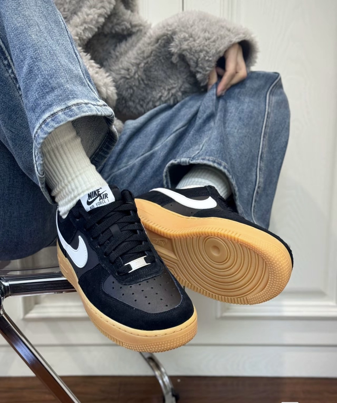 Nike Air Force 1 '07 LV8 麂皮 黑卡其 焦糖底 FQ8714-004