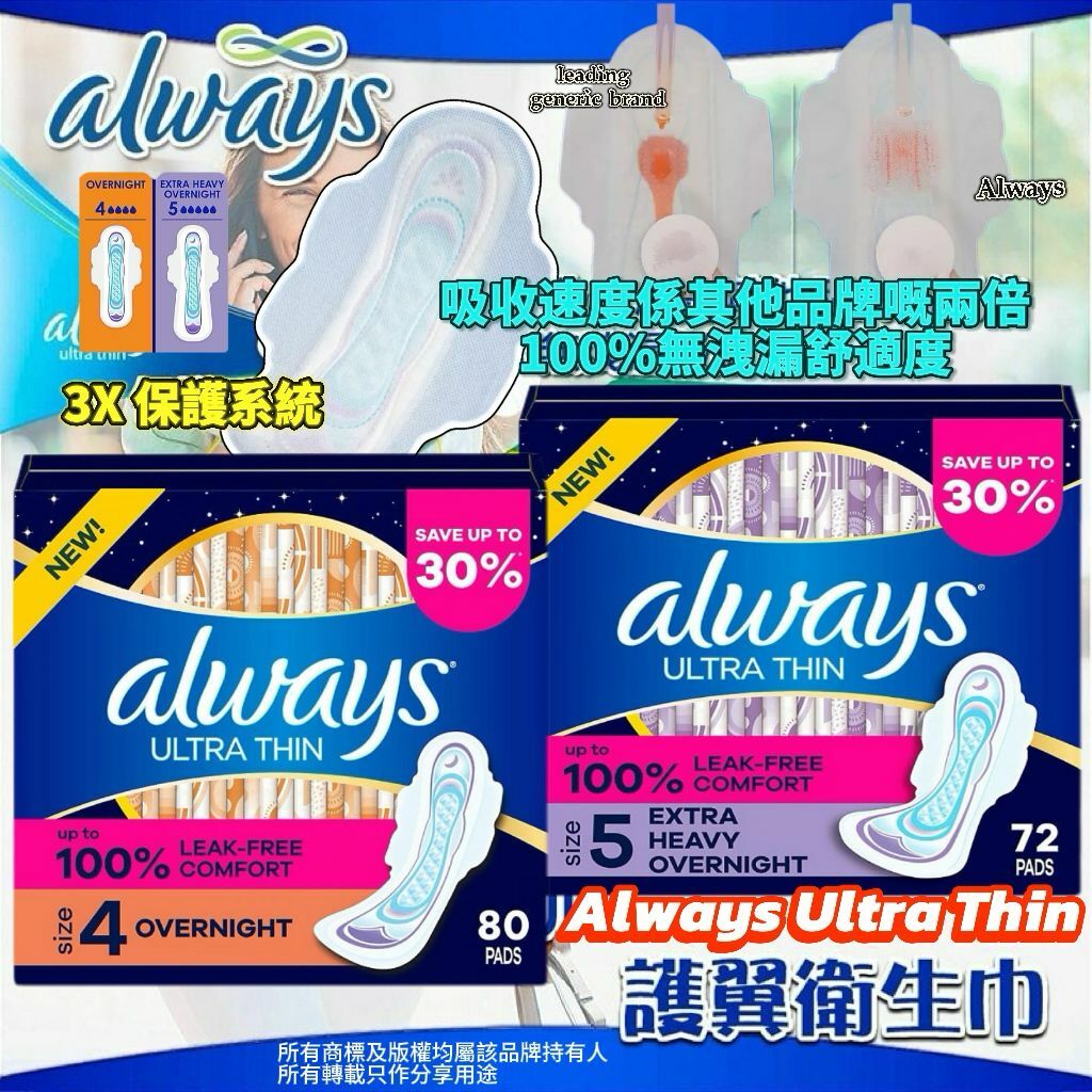 【預購】Always Ultra Thin G040202 夜用護翼衛生巾系列