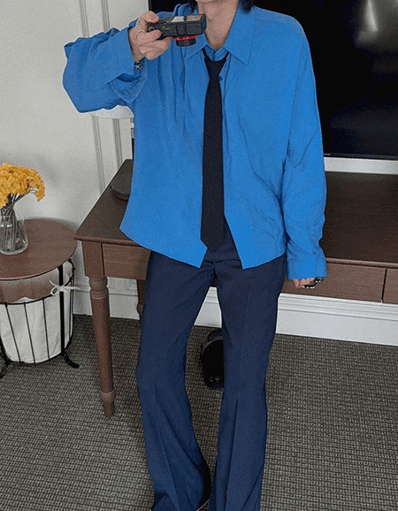 混尼龍微光澤短版襯衫