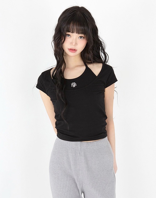 預訂｜MUAHMUAH LAYERED STRAP HALF T-SHIRT