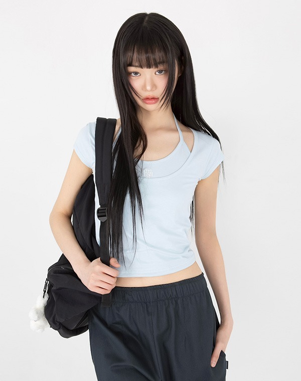 預訂｜MUAHMUAH LAYERED STRAP HALF T-SHIRT