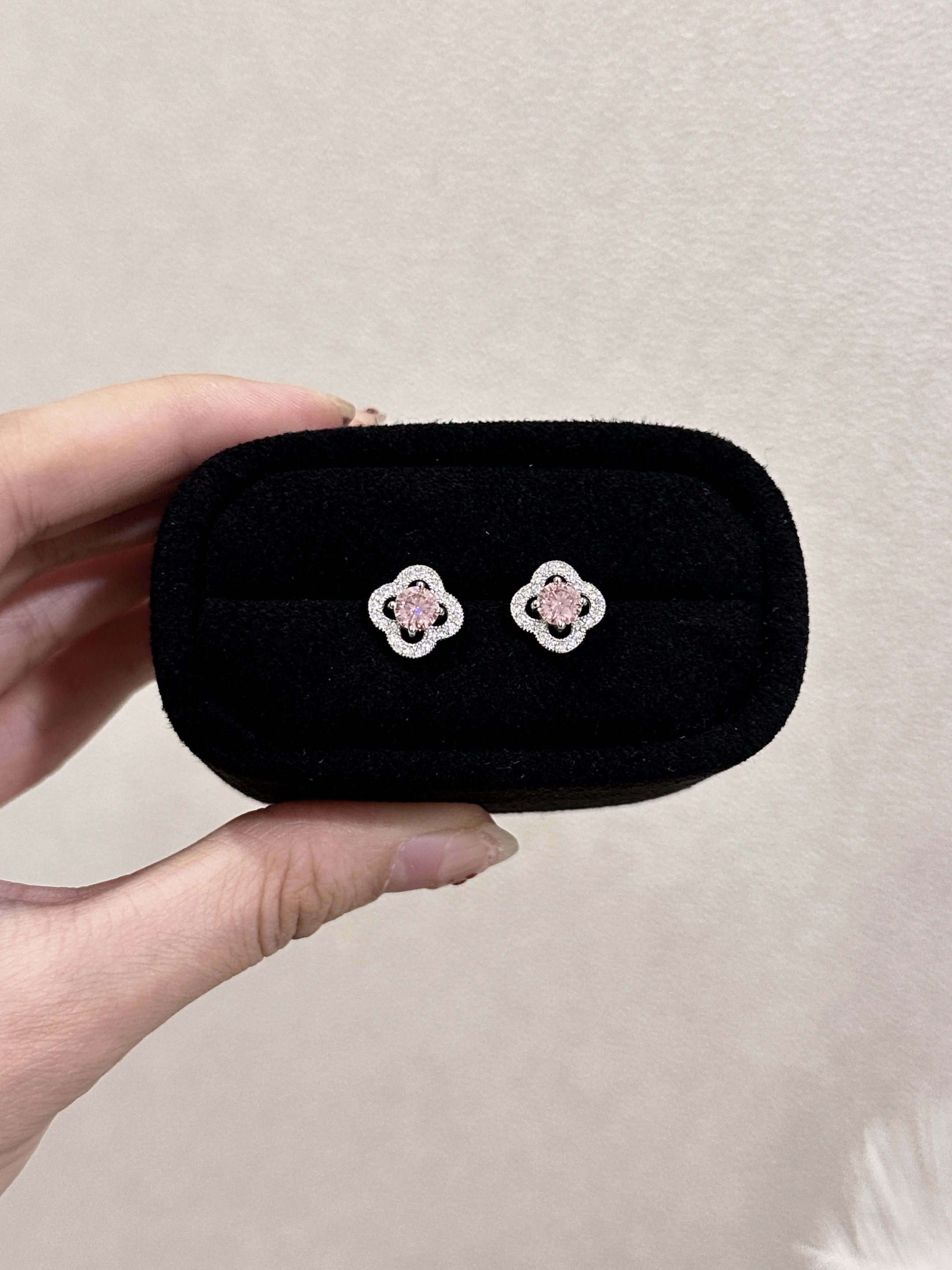 Sakura pink moissanite earrings