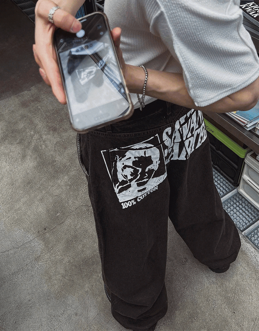 圖案印花牛仔褲