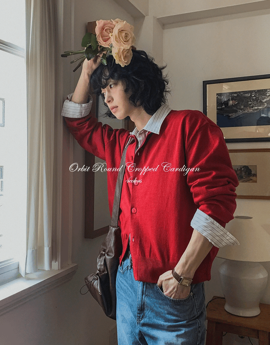 Orbit 圓領短版開襟衫