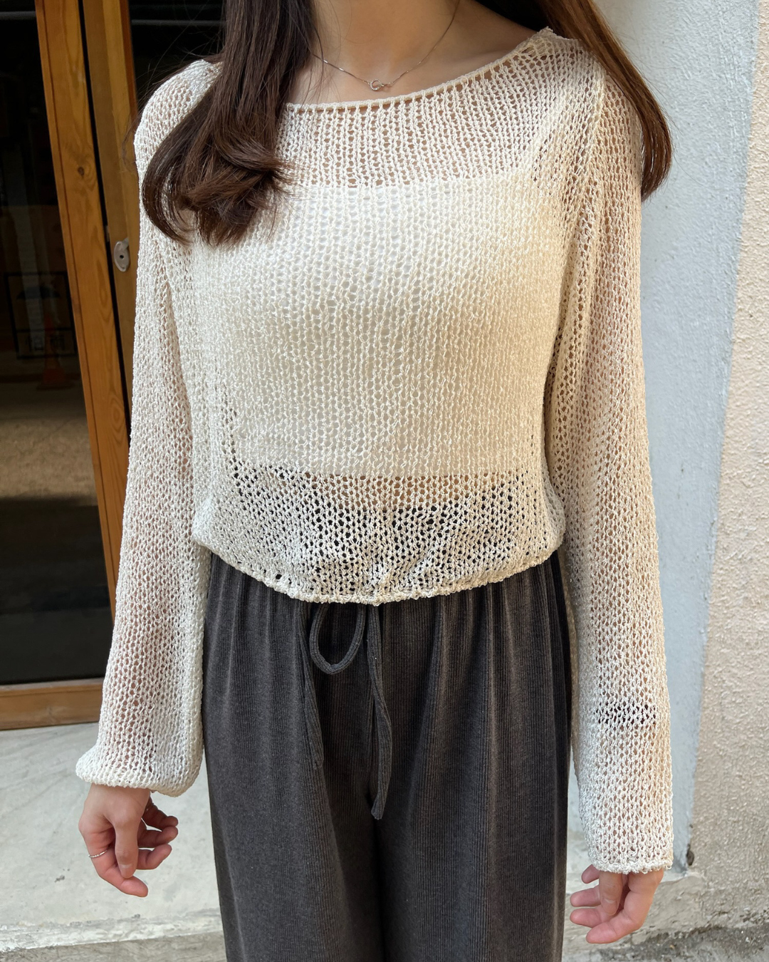 《KR》小性感✨短版慵懶後綁帶罩衫